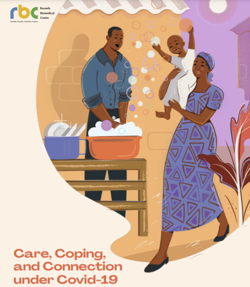 Report cover with illustration of black man doing the dishes while black woman plays with baby