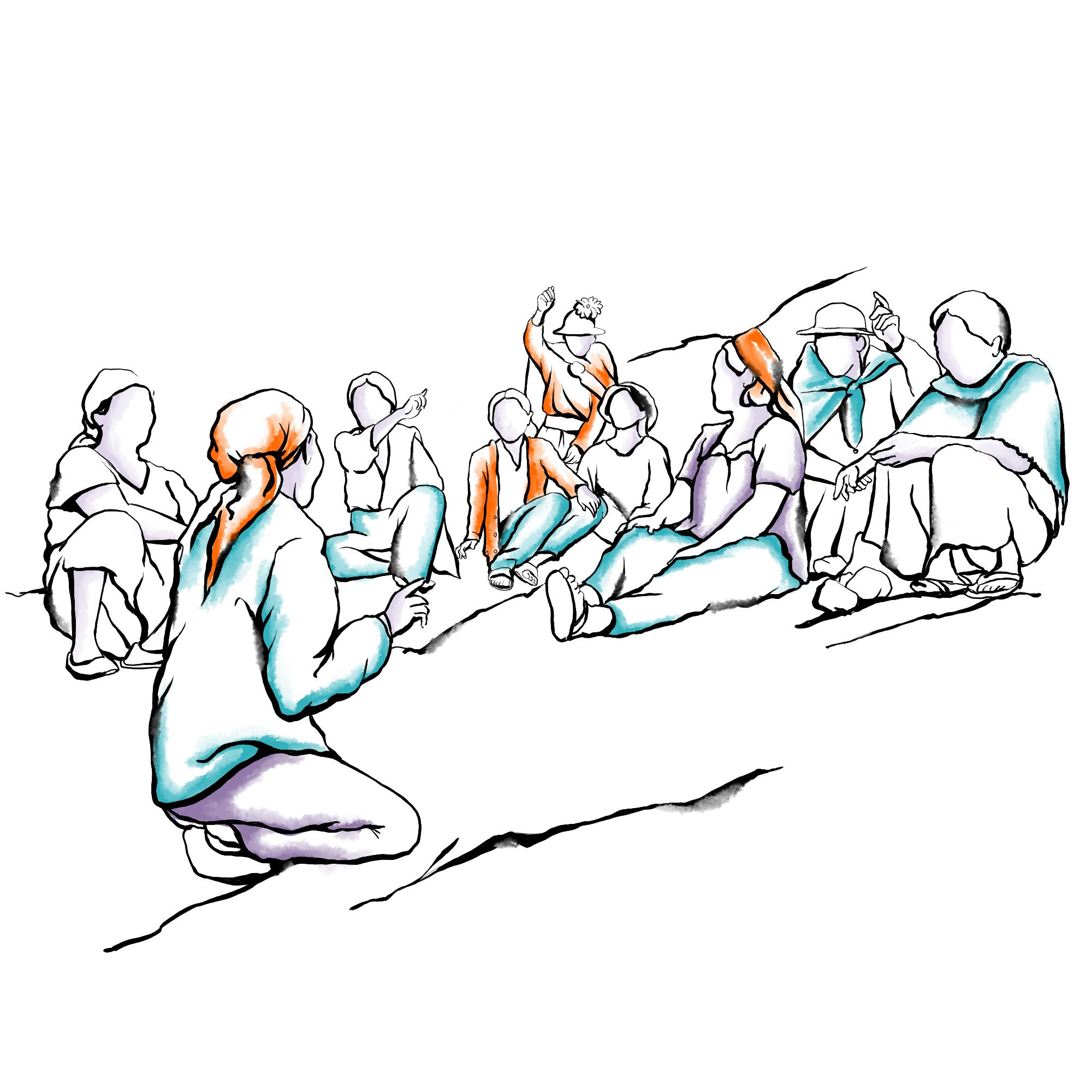 Young Women And Men Are Engaged In A Group Discussion.