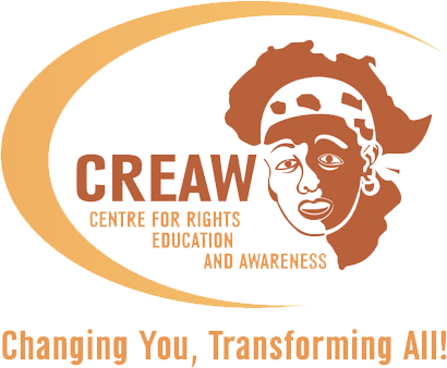 CREAW Logo Stating Centre For Rights Education And Awareness. Changing You, Transforming All!