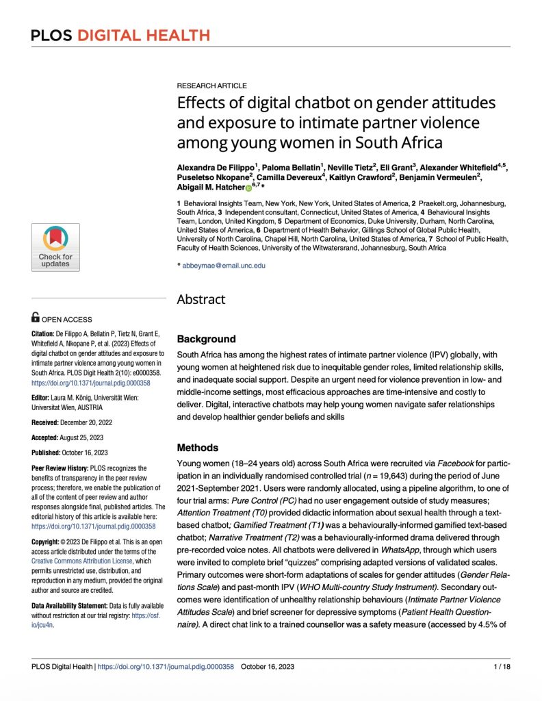 Effects of digital chatbot
